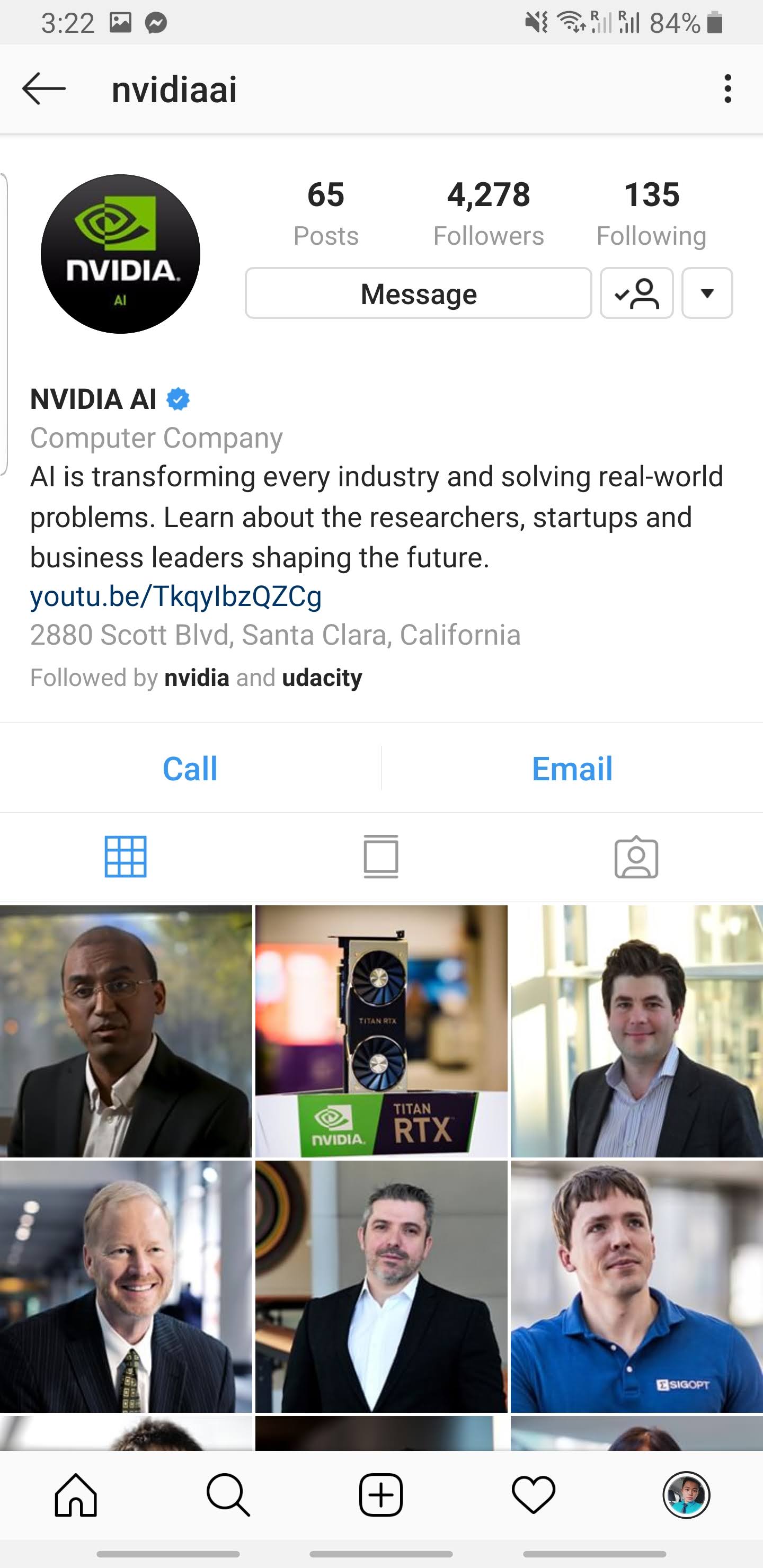NVIDIA AI Instagram Profile